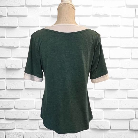 Green & White 1 Piece Layered Look Short Sleeve Tee, Size Large - Picture 5 of 5
